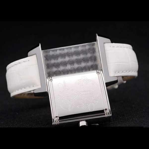 Jaeger le Coultre Reverso Squadro Lady White Leather Strap Pearl Dial new58916