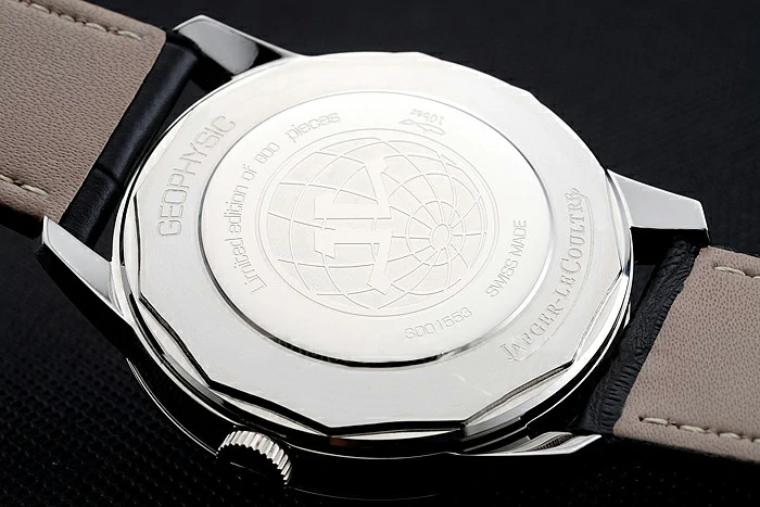 Jaeger LeCoultre Geophysic Black Dial Silver Diamond Case Black Leather Bracelet new124892