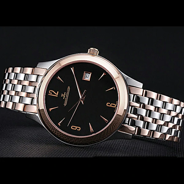 Jaeger LeCoultre Master Black Dial Rose Gold Bezel Two Tone Band new59994