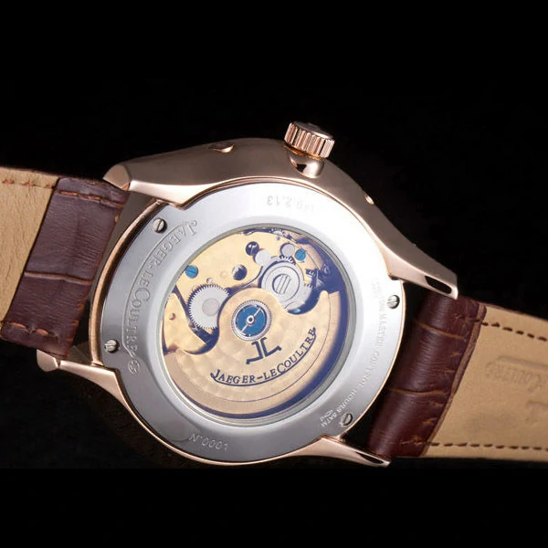 Jaeger Lecoultre Master Gold Bezel Brown Leather Band new59701