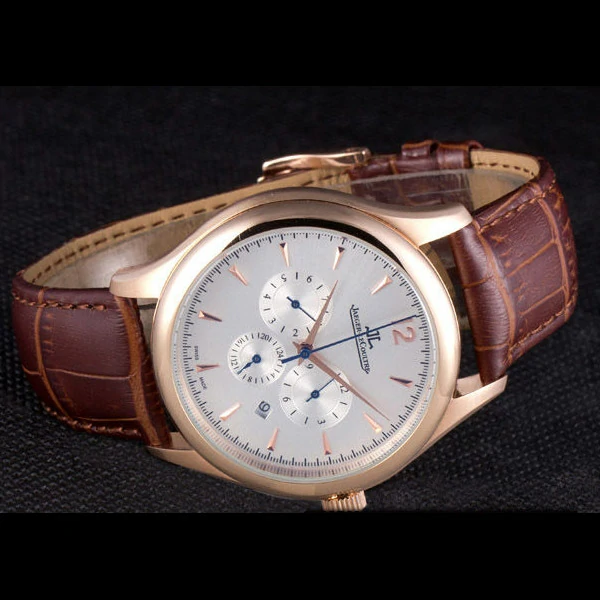 Jaeger Lecoultre Master Gold Bezel Brown Leather Band new59701