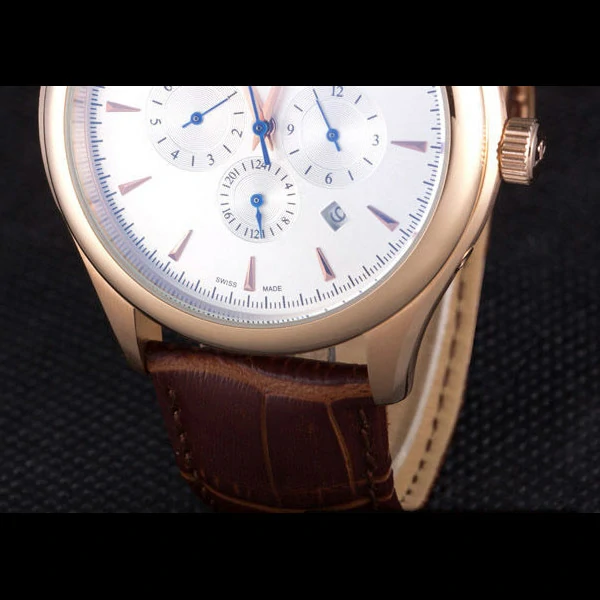 Jaeger Lecoultre Master Gold Bezel Brown Leather Band new59701