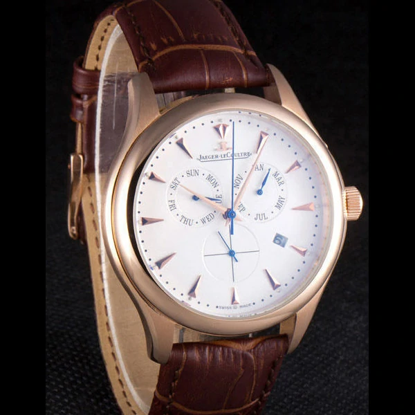 Jaeger Lecoultre Master Gold Bezel Brown Leather Band new59702