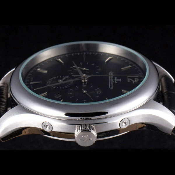 Jaeger Lecoultre Master Silver Bezel Black Leather Band new59711