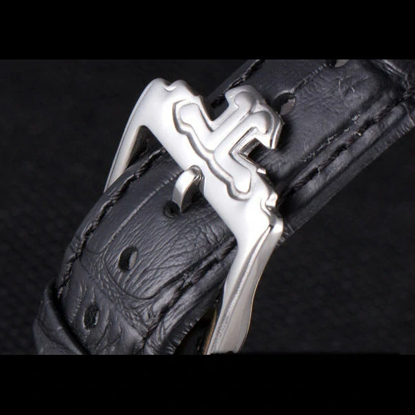 Jaeger Lecoultre Master Silver Bezel Black Leather Band new59711