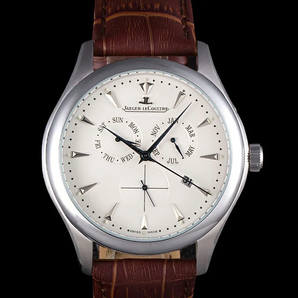 Jaeger Lecoultre Master Silver Bezel Brown Leather Band new59704