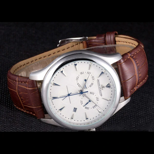 Jaeger Lecoultre Master Silver Bezel Brown Leather Band new59704