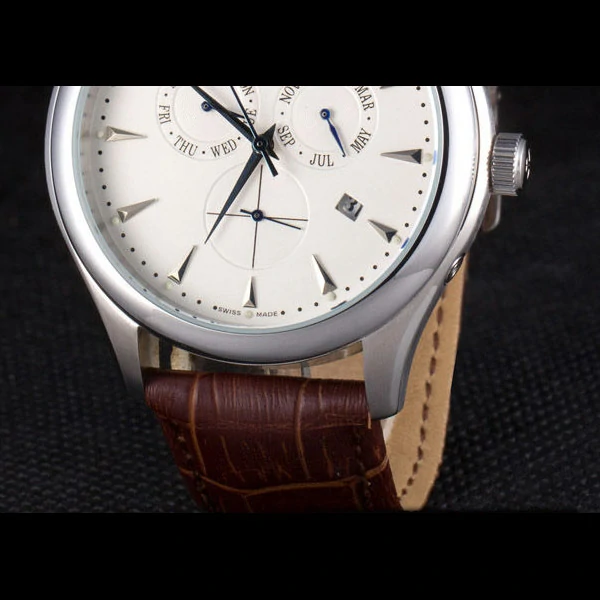 Jaeger Lecoultre Master Silver Bezel Brown Leather Band new59704
