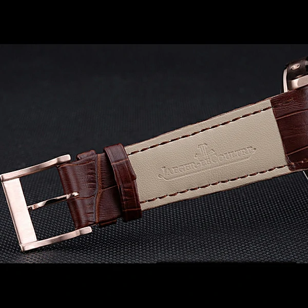 Jaeger LeCoultre Master White Dial Brown Leather Band Rose Gold Bezel new59982