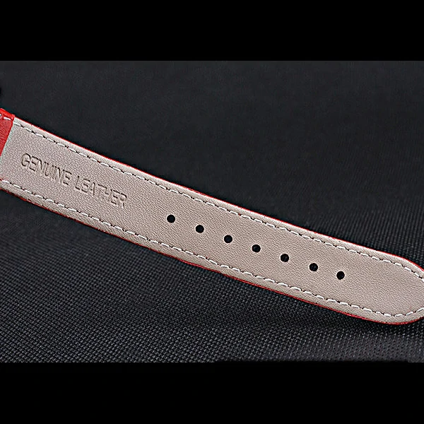 Jaeger LeCoultre Rendez Vous Black Dial Red Leather Strap Diamond Bezel new59985