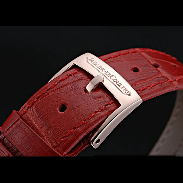 Jaeger LeCoultre Rendez Vous Black Dial Red Leather Strap Diamond Bezel new59985