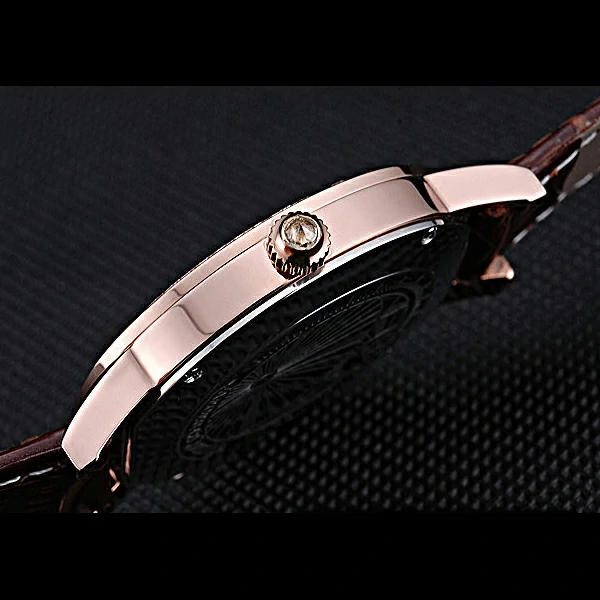 Jaeger LeCoultre Rendez Vous Brown Dial Brown Leather Strap Rose Gold Diamond Bezel new59986