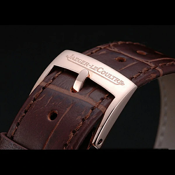 Jaeger LeCoultre Rendez Vous Brown Dial Brown Leather Strap Rose Gold Diamond Bezel new59986