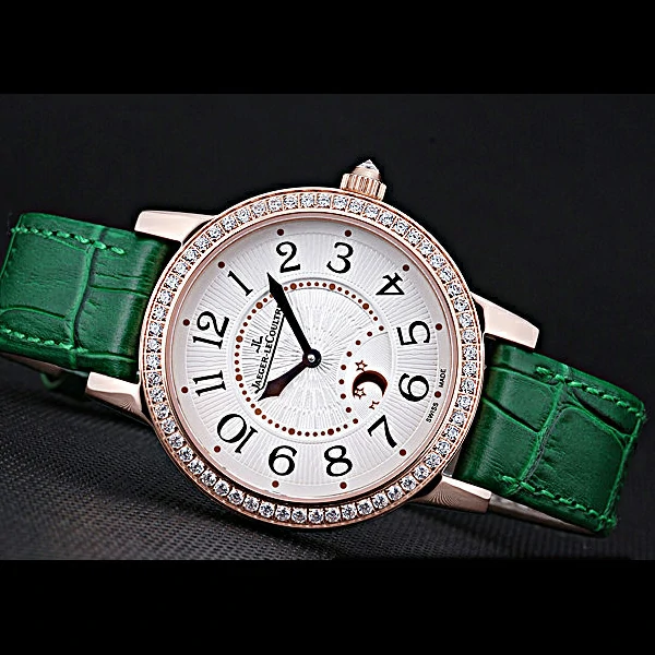 Jaeger LeCoultre Rendez Vous White Dial Green Leather Strap new59987