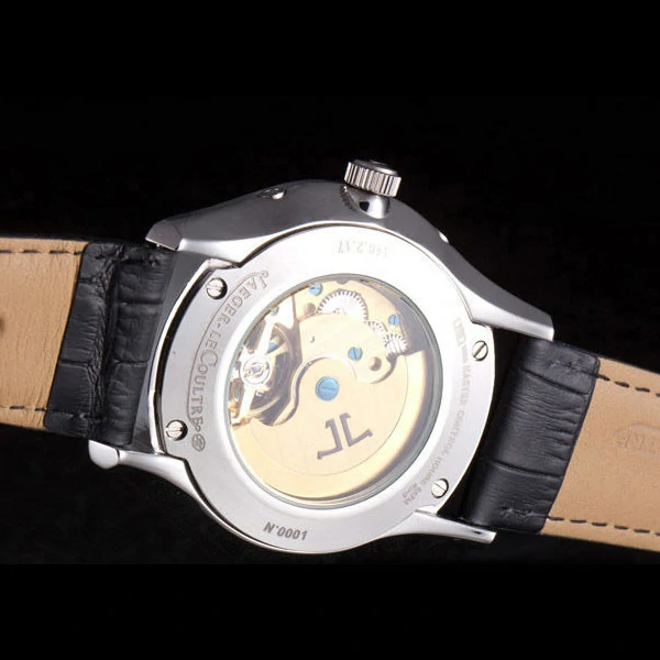 Jaeger Lecoultre Tourbillon Perpetuel Silver Bezel Black Leather Band new59705