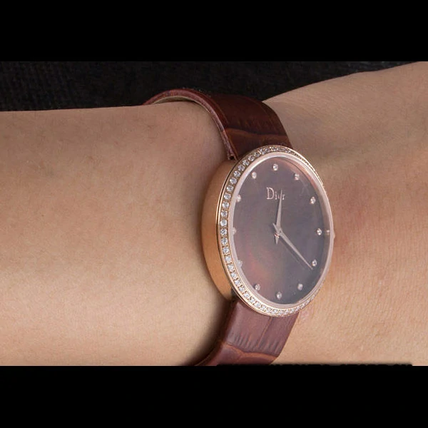 La D de Dior Brown Leather Strap with Brown Dial new59609