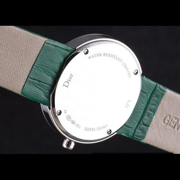 La D de Dior Green Leather Strap with White Dial new59605