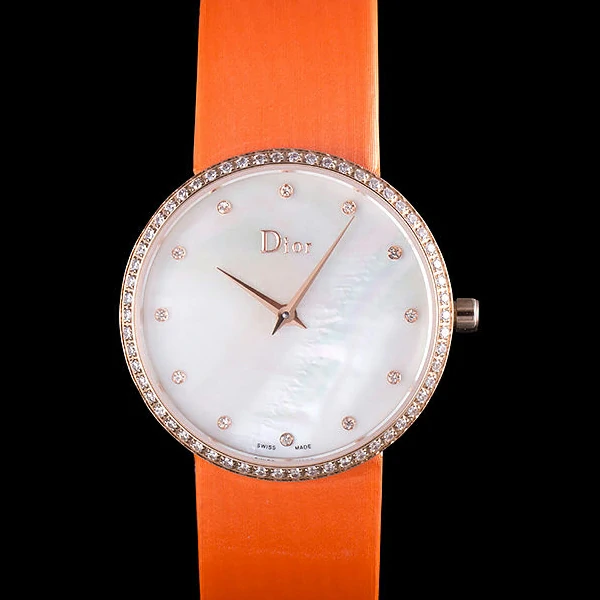 La D de Dior Orange Rubber Strap with White Dial new59608