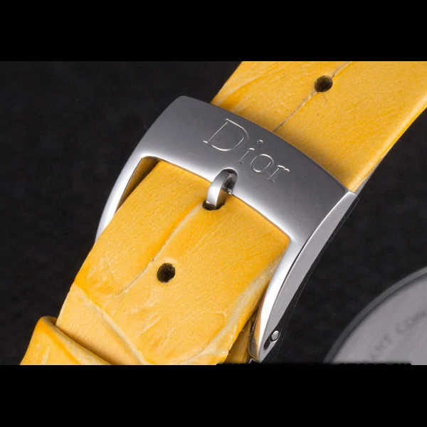 La D de Dior Yellow Leather Strap with White Dial new59604