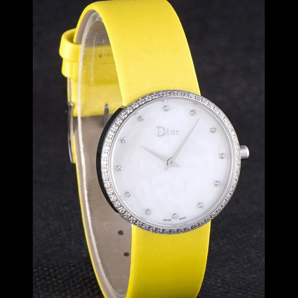La D de Dior Yellow Rubber Strap with White Dial new59603