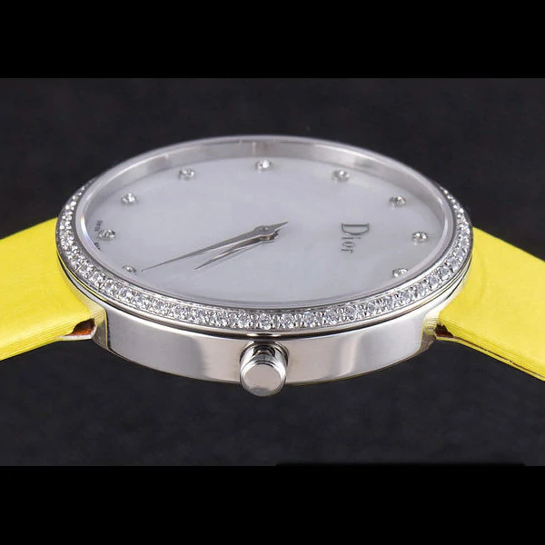 La D de Dior Yellow Rubber Strap with White Dial new59603