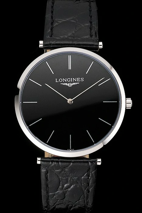 Longines Grande Classique Black Dial Stainless Steel Case Black Leather Strap new122750