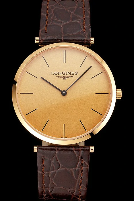 Longines Grande Classique Gold Dial Gold Case Brown Leather Strap new122759