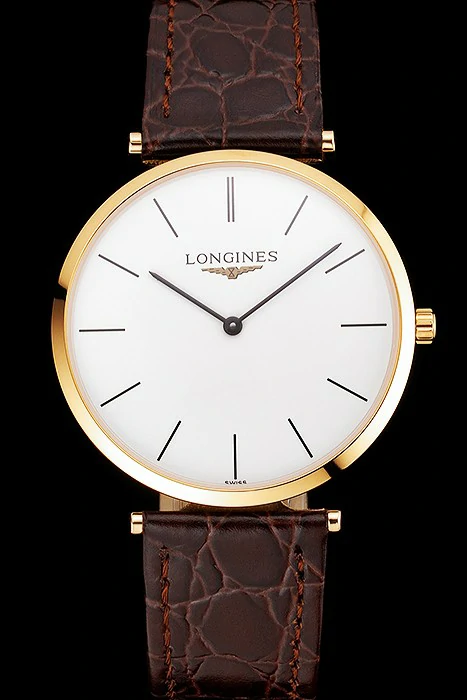 Longines Grande Classique White Dial Gold Case Brown Leather Strap new122753