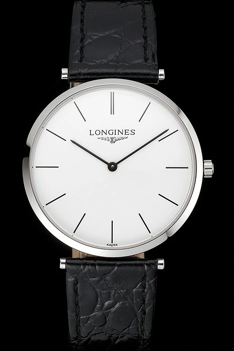 Longines Grande Classique White Dial Stainless Steel Case Black Leather Strap new122746