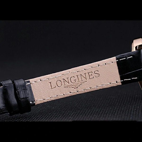 Longines La Grande Classique Black Leather Band White Round Dial Gold Case Diamond Numerals new60279