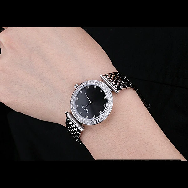 Longines La Grande Classique Black Round Dial Diamond Case Diamond Numerals Stainless Steel new60282