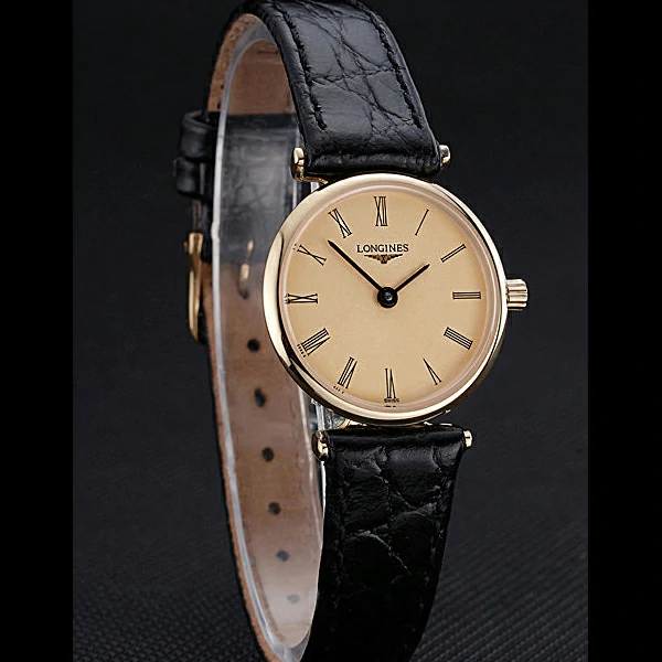 Longines La Grande Classique Champagne Dial Black Leather Band Femme new60025