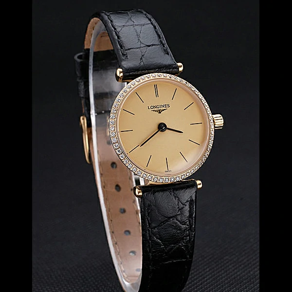 Longines La Grande Classique Champagne Dial Black Leather Band Femme new60039