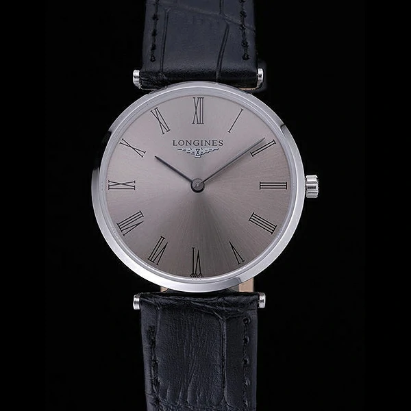 Longines La Grande Classique Grey Round Dial Black Leather Band new60276