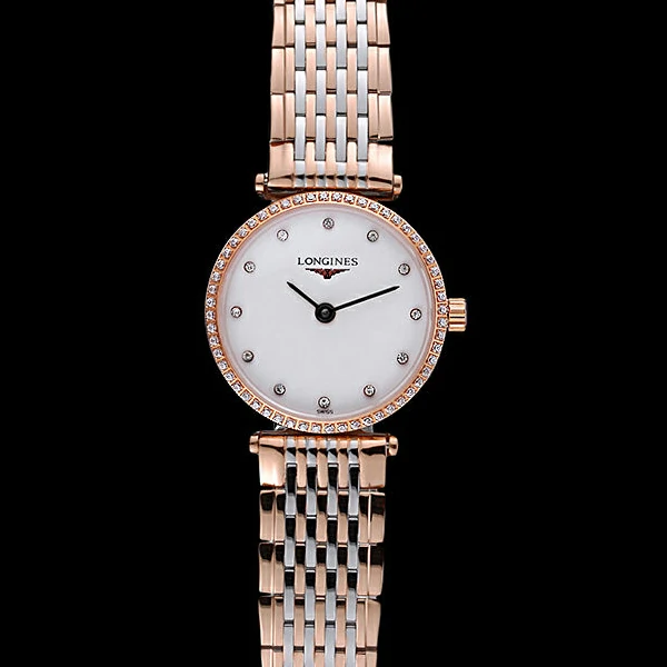 Longines La Grande Classique Rose Gold White Dial Diamond Bezel Femme new60007