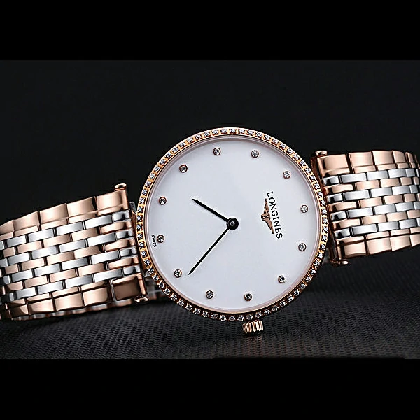 Longines La Grande Classique Rose Gold White Dial Diamond Bezel Homme new60006