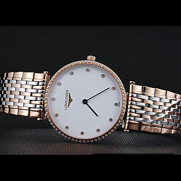 Longines La Grande Classique Rose Gold White Dial Diamond Bezel Homme new60006