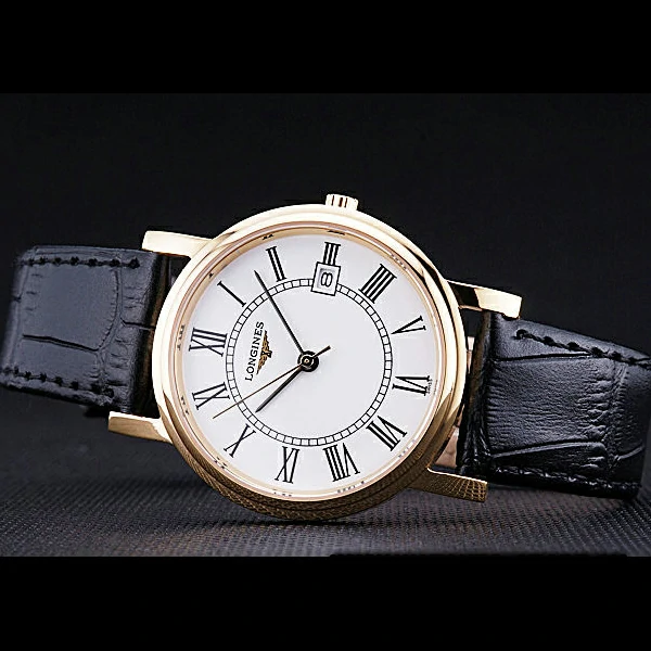 Longines La Grande Classique Round White Dial Gold Case Black Leather Band new60277