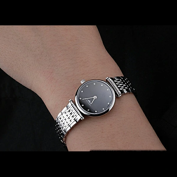 Longines La Grande Classique Stainless Steel Black Dial Diamond Markers Femme new60013