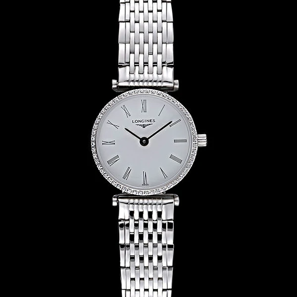 Longines La Grande Classique Stainless Steel White Dial Diamond Bezel Femme new60011