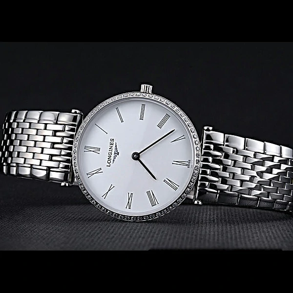 Longines La Grande Classique Stainless Steel White Dial Diamond Bezel Homme new60010
