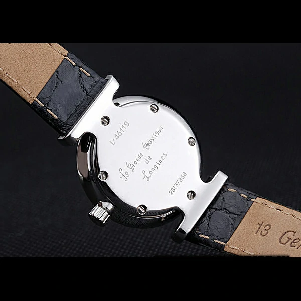 Longines La Grande Classique White Dial Black Leather Band Diamond Markers Femme new60027