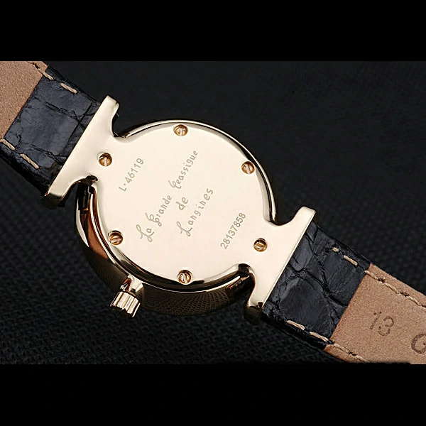 Longines La Grande Classique White Dial Black Leather Strap Diamond Markers Femme new60019