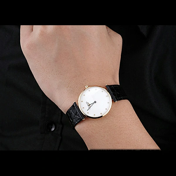 Longines La Grande Classique White Dial Black Leather Strap Diamond Markers Homme new60018