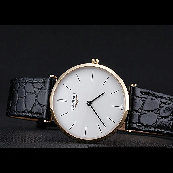 Longines La Grande Classique White Dial Black Leather Strap Homme new60016