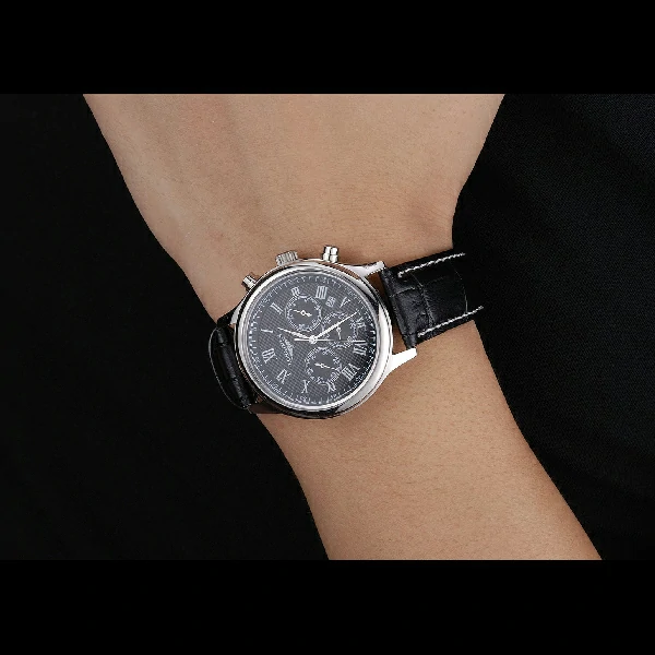 Longines Master Collection Black Leather Strap Black Dial new59189