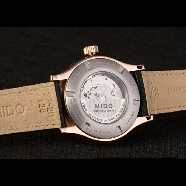 Mido Multifort Black Croco Leather Strap Black Silver Dial new59271
