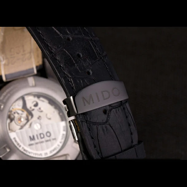 Mido Multifort Black Croco Leather Strap White Silver Dial new59273