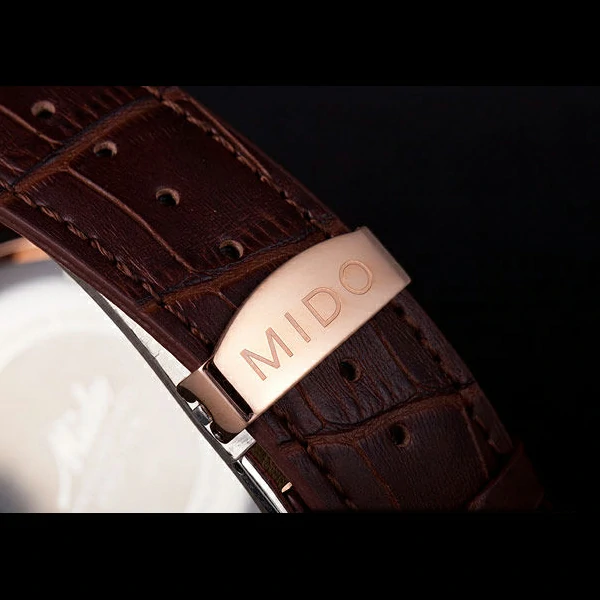 Mido Multifort Brown Croco Leather Strap White Dial new59275