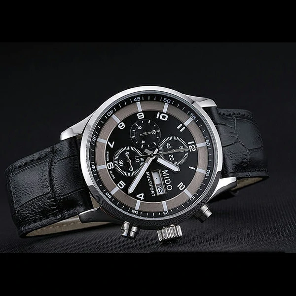 Mido Multifort Cronograph 2 Tone Dial Black Leather Strap new60082